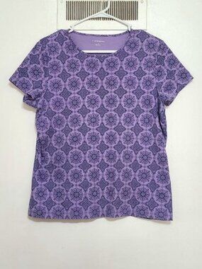 Purple Floral Pattern Short Sleeve Shirt